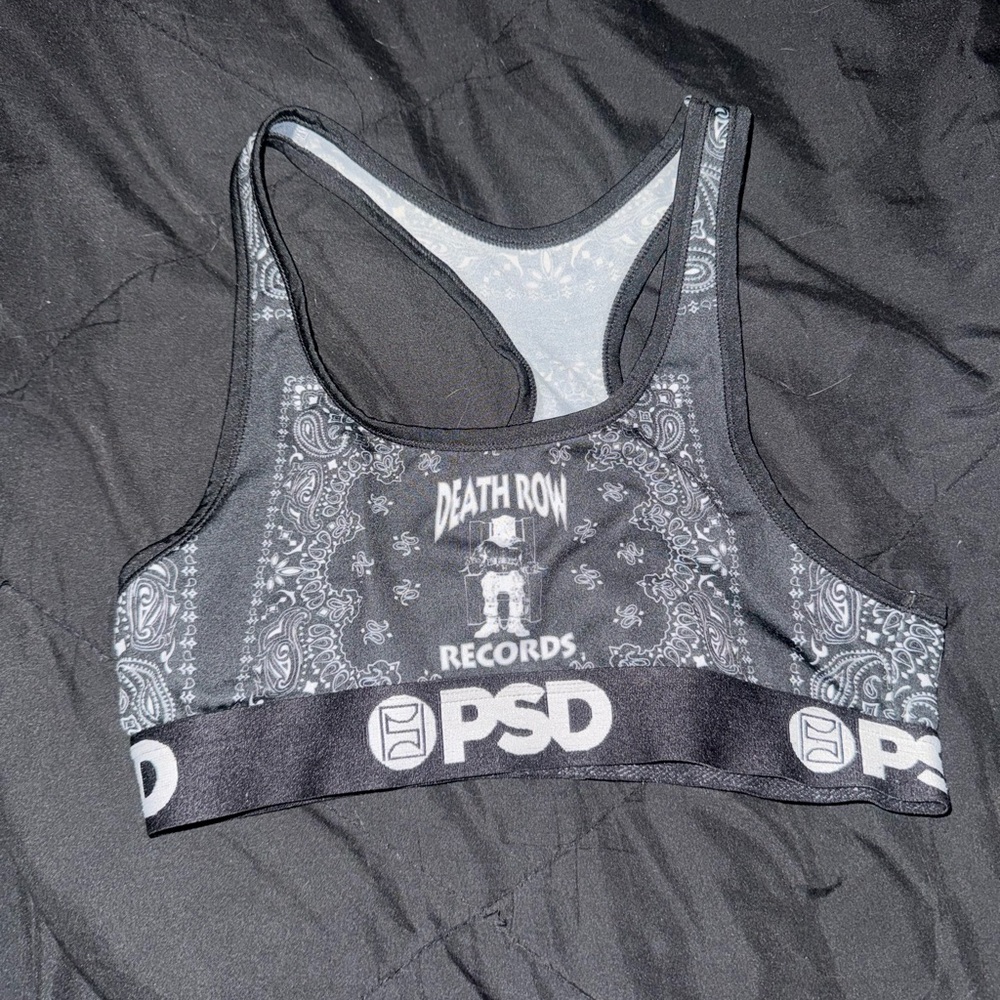 PSD Black Bandana-Print Racerback Bikini Top